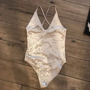 Forever 21 white velvet body suit